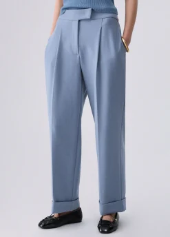 Pantaloni mélange con risvolto