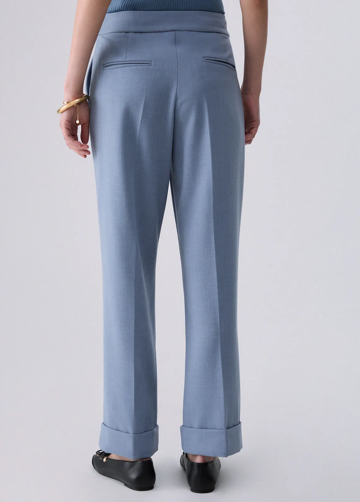 Pantaloni mélange con risvolto
