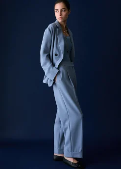Pantaloni mélange con risvolto
