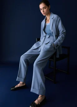 Pantaloni mélange con risvolto