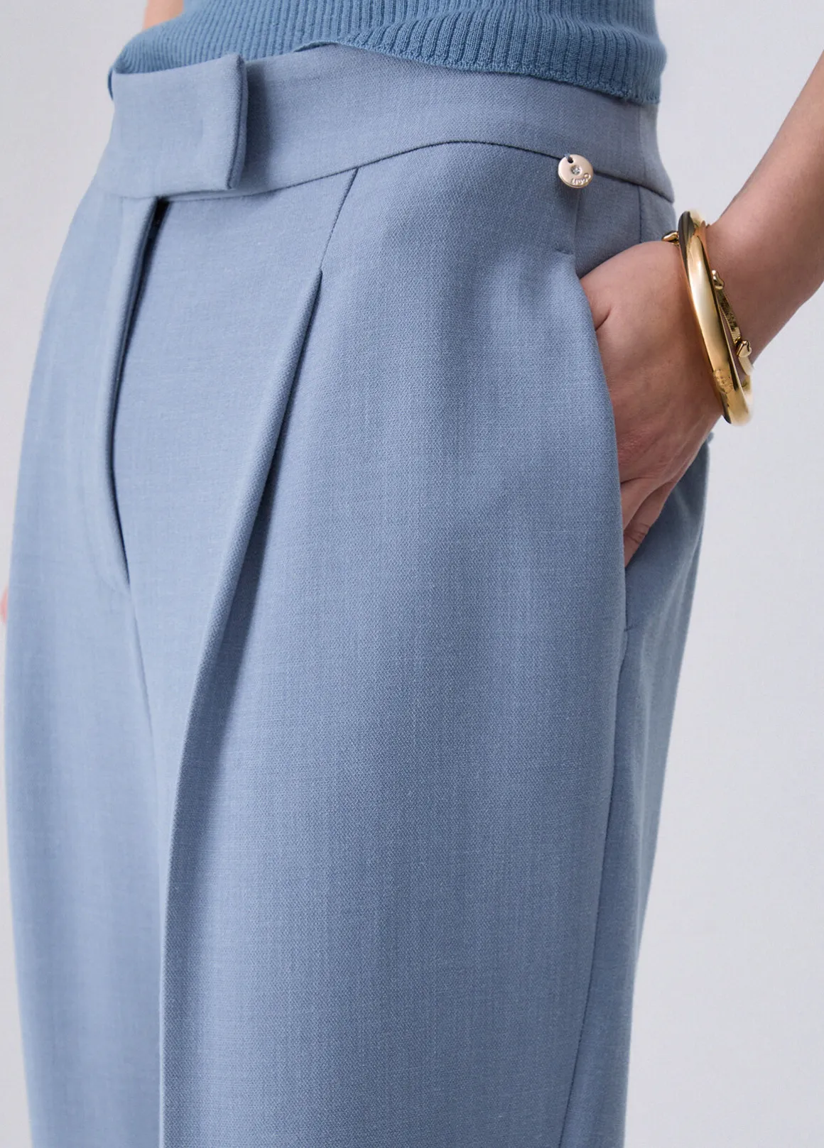 Pantaloni mélange con risvolto