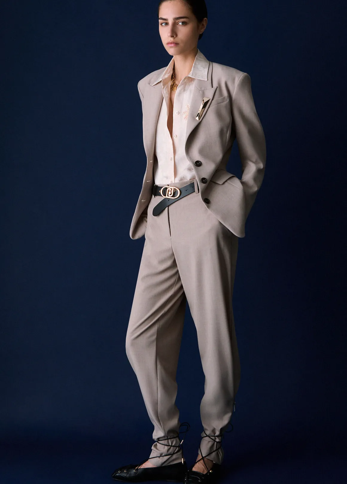 Pantaloni mélange con zip