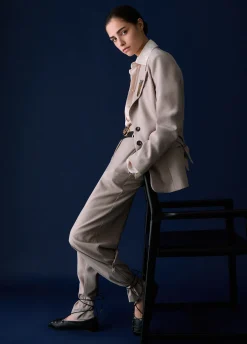 Pantaloni mélange con zip