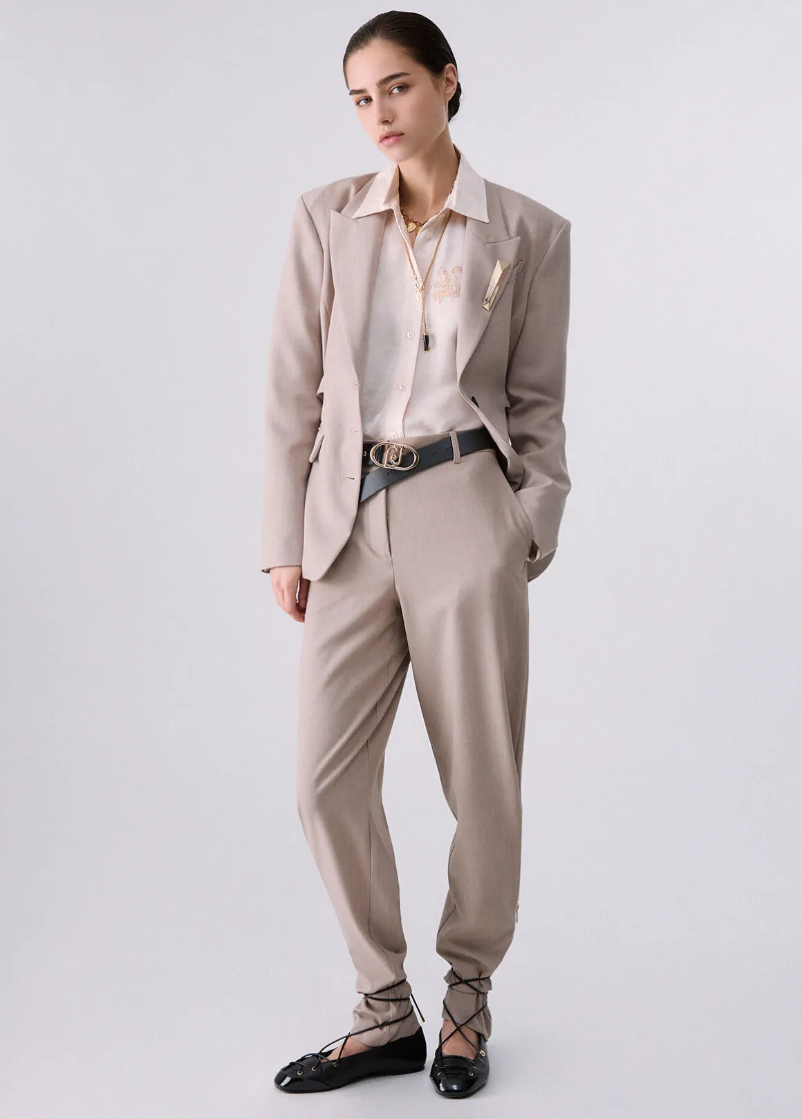Pantaloni mélange con zip