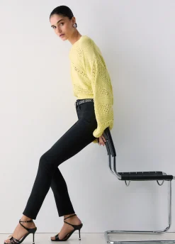 Pantaloni skinny a vita alta