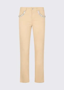 Pantaloni skinny con applicazioni gioiello