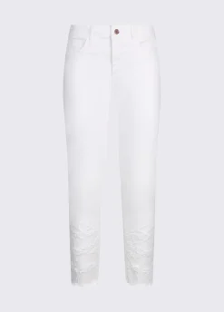 Pantaloni skinny con ricamo sangallo