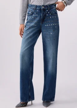 Pantaloni straight con borchie