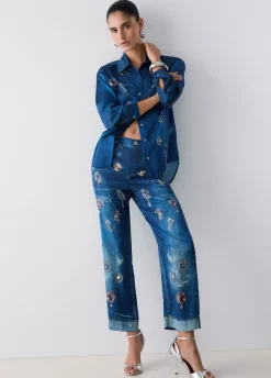 Pantaloni straight con stampa digitale