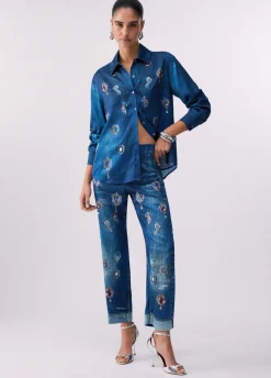 Pantaloni straight con stampa digitale