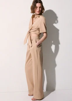 Pantaloni straight in popeline