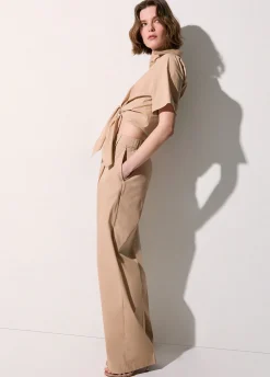 Pantaloni straight in popeline