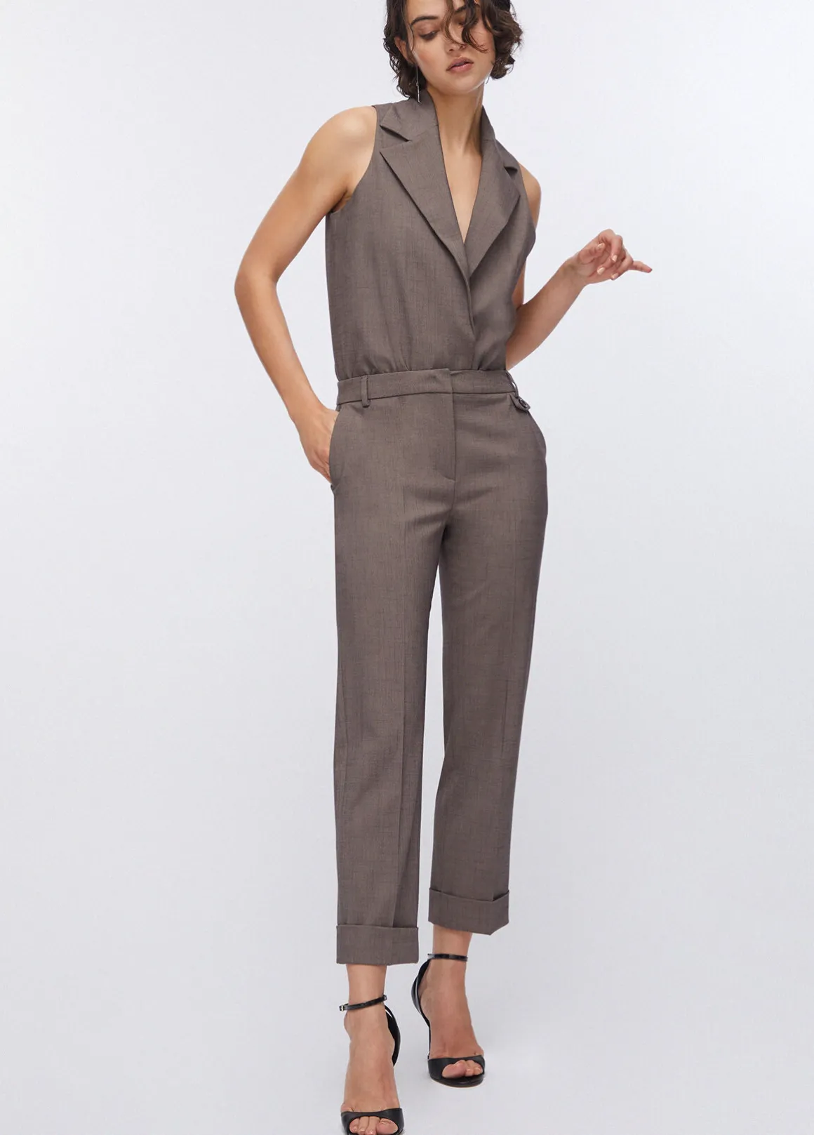 Pantaloni straight in tessuto mélange