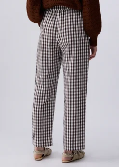 Pantaloni vichy in misto lino