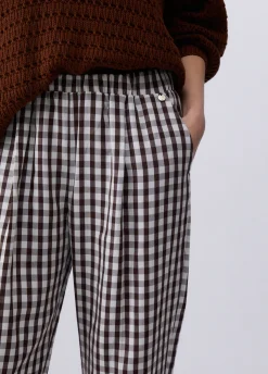 Pantaloni vichy in misto lino