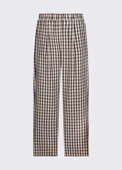 Pantaloni vichy in misto lino