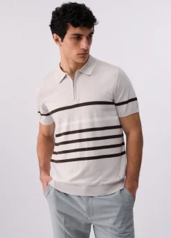 Polo a righe in misto seta