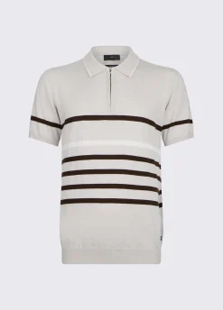 Polo a righe in misto seta