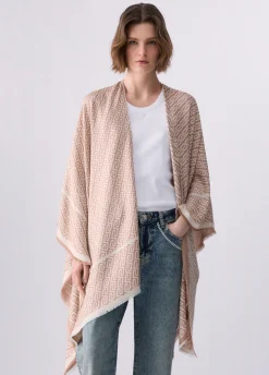 Poncho con logo jacquard