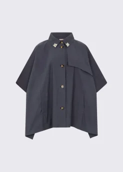 Poncho trench con ricami gioiello