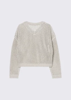 Pullover a rete con scollo a V