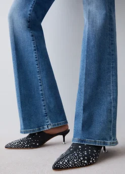Sabot in denim con pietre gioiello