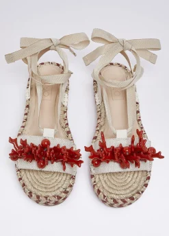 Sandali in corda con corallo