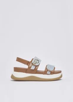 Sandali in denim jacquard