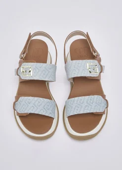 Sandali in denim jacquard