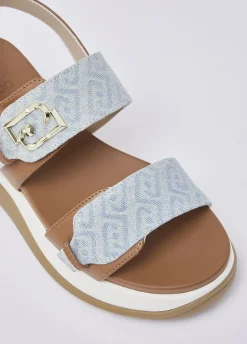 Sandali in denim jacquard