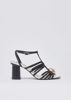 Sandali in pelle con tacco largo