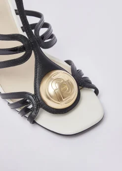 Sandali in pelle con tacco largo