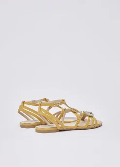 Sandali in vernice con logo gioiello