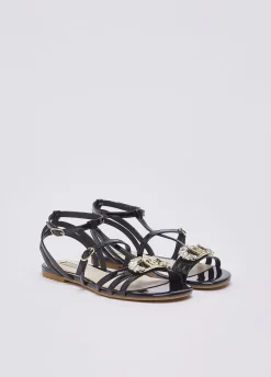 Sandali in vernice con logo gioiello