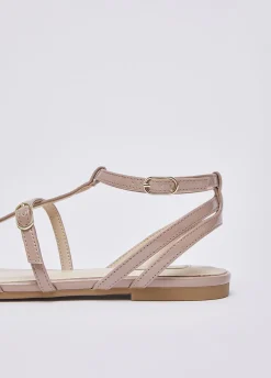Sandali in vernice con logo gioiello