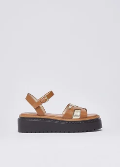 Sandali platform in pelle