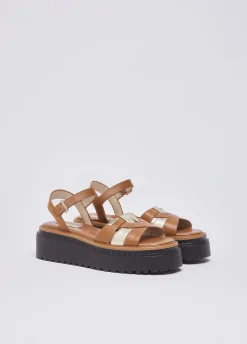 Sandali platform in pelle