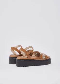 Sandali platform in pelle