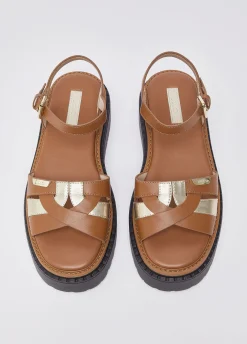 Sandali platform in pelle