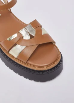 Sandali platform in pelle