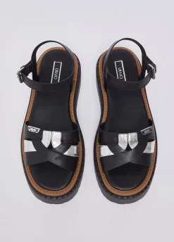Sandali platform in pelle