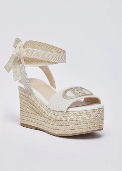 Sandali zeppa con logo monogram
