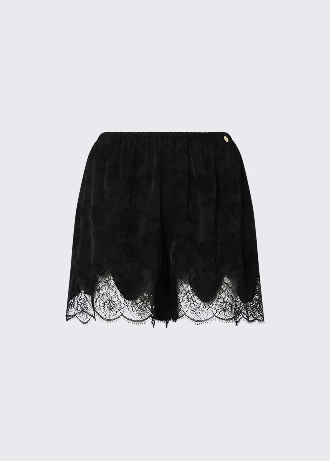 Short jacquard con dettagli in pizzo
