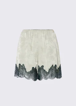 Short jacquard con dettagli in pizzo