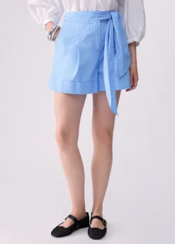 Shorts in popeline con fiocco