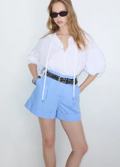 Shorts in popeline con fiocco