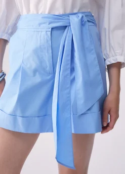 Shorts in popeline con fiocco