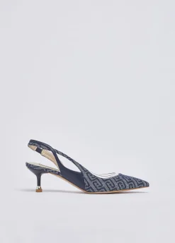 Slingback in denim jacquard
