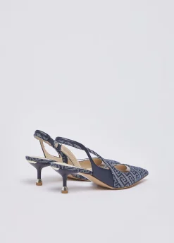Slingback in denim jacquard
