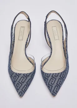 Slingback in denim jacquard